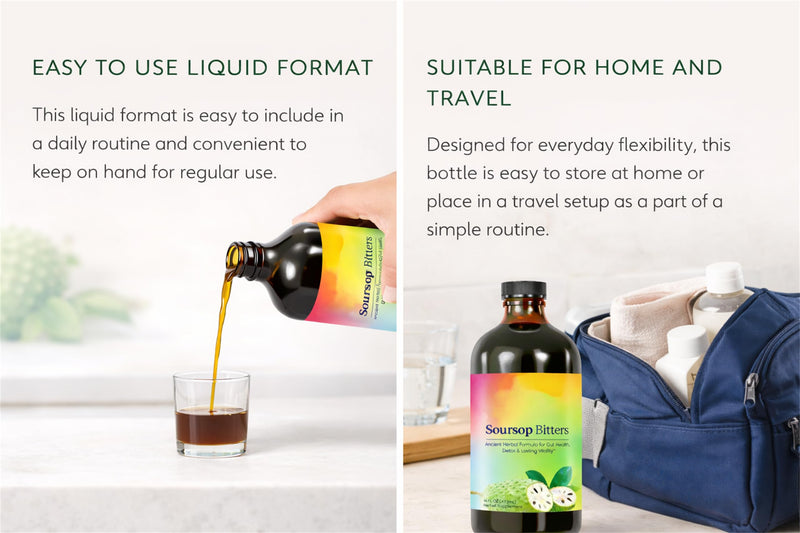 Soursop Bitters Herbal Liquid Supplement, Botanical Bitter Formula for Daily Wellness Routine, Easy to Use Liquid for Home, Travel & Everyday Use (1) 1
