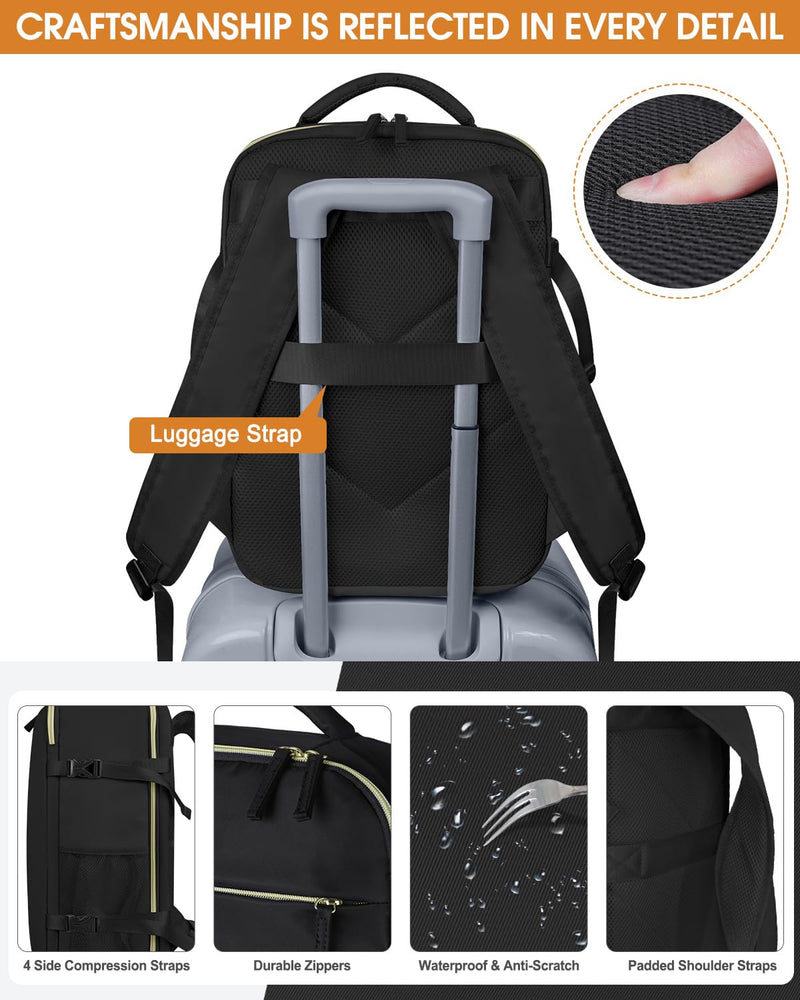 29L Expandable Travel bag with Toiletry Bag(20 inch)+Matching 25L Black Travel Backpack (17 inch)