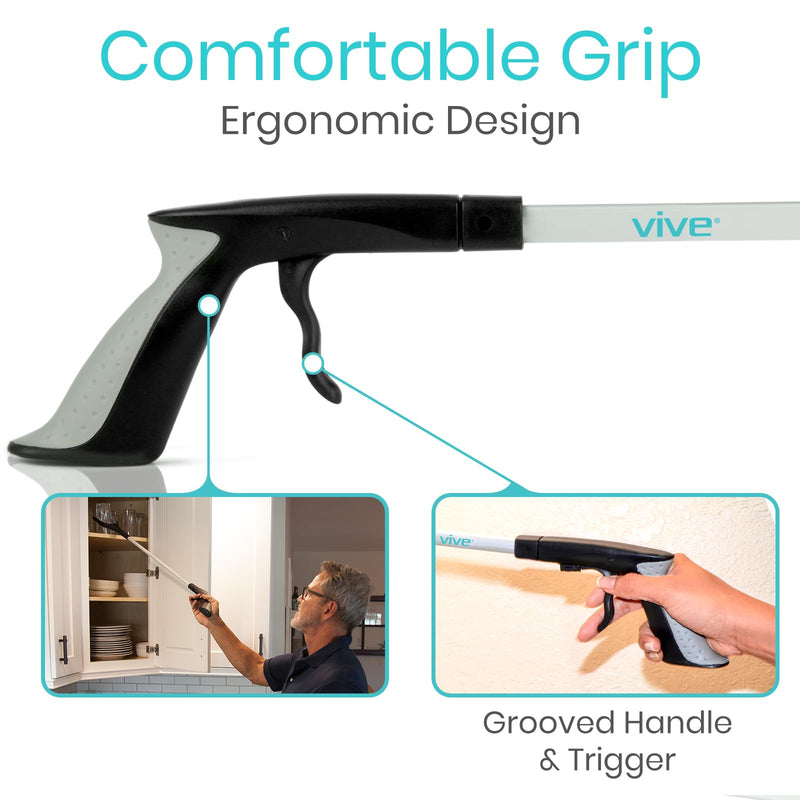 [Australia] - Vive Reacher Grabber Tool - 32" Extra Long Pickup Aid (2 Pack) - Trash Picker Upper, Rotating Hand, Heavy Duty Grip Arm - Reaching Assist for Litter, Elderly, Garden Nabber, Disabled, Handicap Arm 2-Pack 