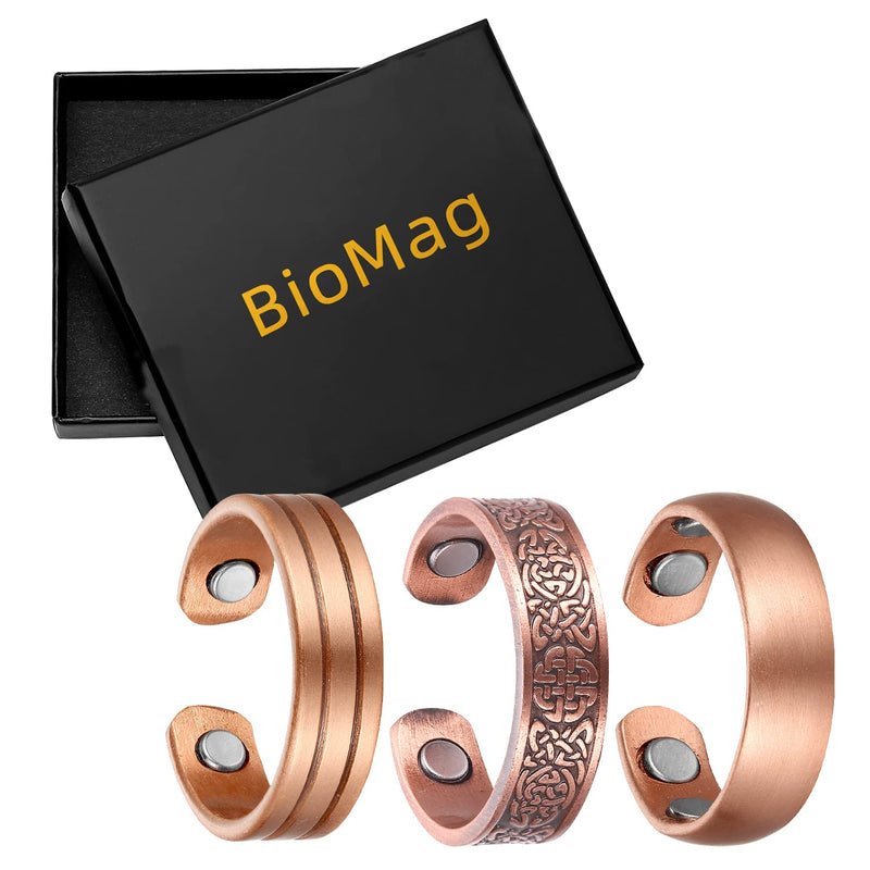 [Australia] - BioMag Magnetic Rings for Women Men, Copper Ring for Fingers Thumb Rings Solid Pure Copper Jewelry Gift (Set of 3) Ring D 