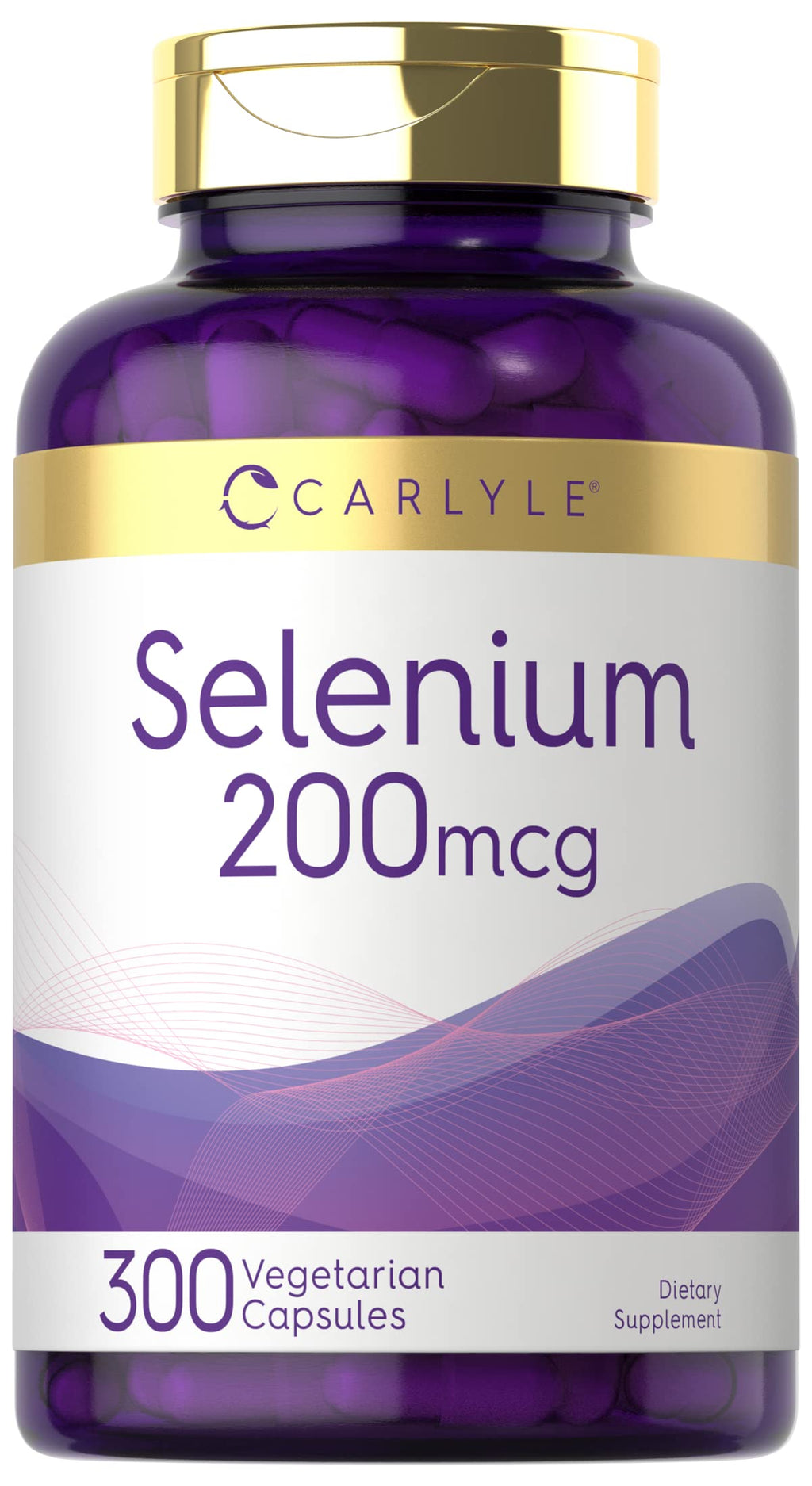 Carlyle Yeast Free Selenium Supplement | 200mcg | 300 Capsules | Vegetarian, Non-GMO, and Gluten Free Mineral Formula | L-Selenomethionine | Value Size 300 Count (Pack of 1)