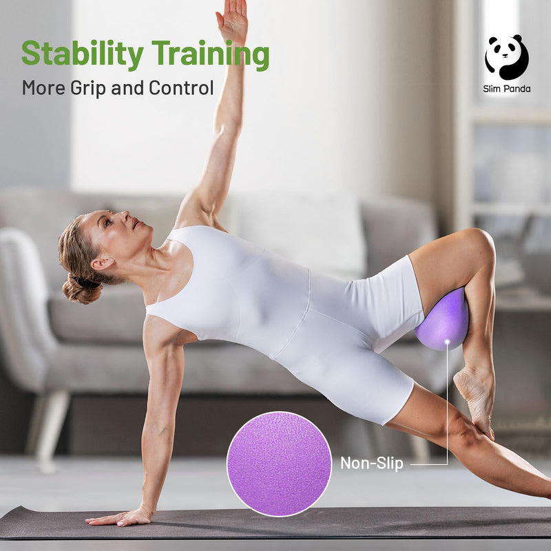 [Australia] - Slim Panda Pilates Ball, 9 Inch Small Exercise Ball, Anti Burst Mini Yoga Ball for Stability, Workout, Barre, Core Strength, Physical Therapy, Balance, Stretching 1 Purple 