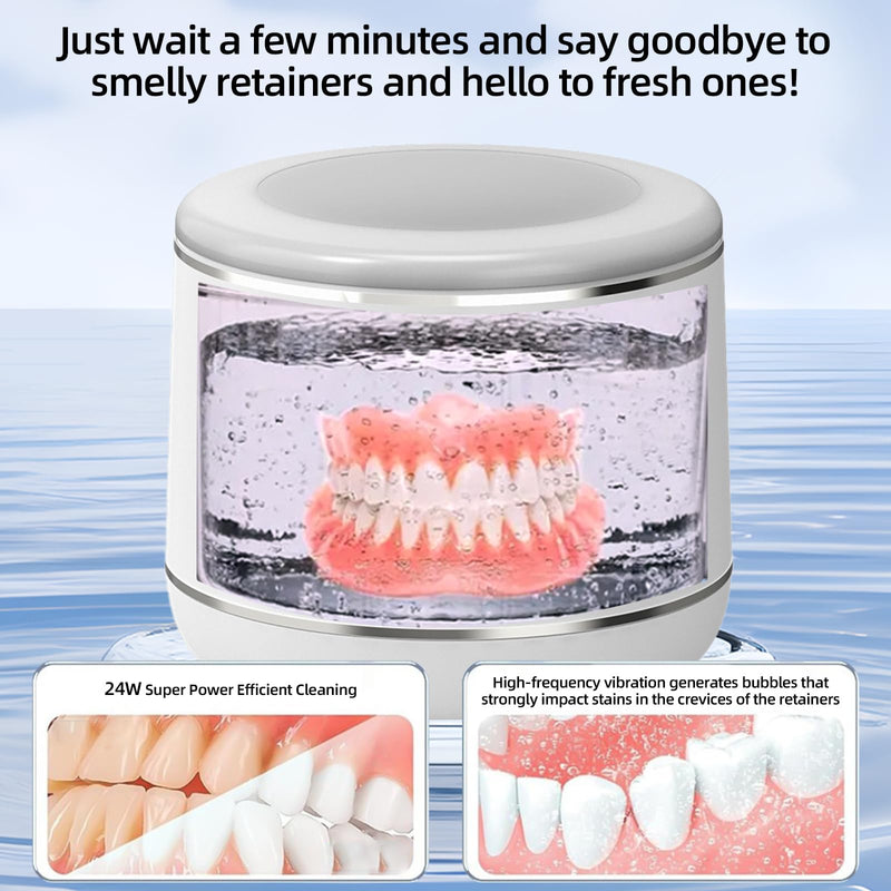 [Australia] - Ultrasonic Retainer Cleaner Machine, Professional Dental Appliance Cleaning Device. 3 Cleaning Modes（45khz, 20W，230ml White,YKL） 