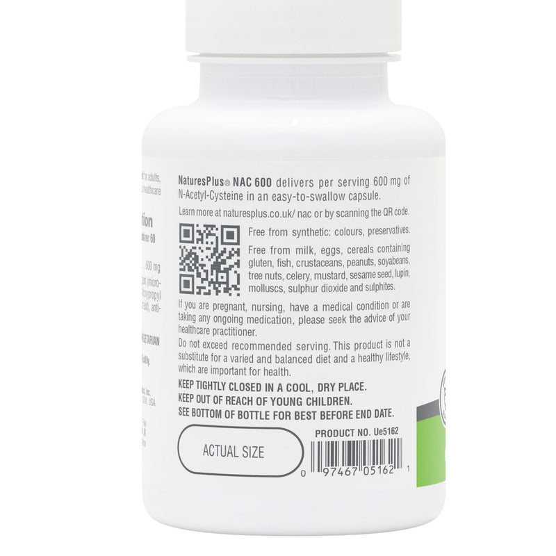 NaturesPlus PRO NAC 600 mg - High Strength N Acetyl Cysteine Supplement, Easy to Swallow, One a Day - Vegetarian, Gluten Free - 60 Capsules 60 count (Pack of 1)
