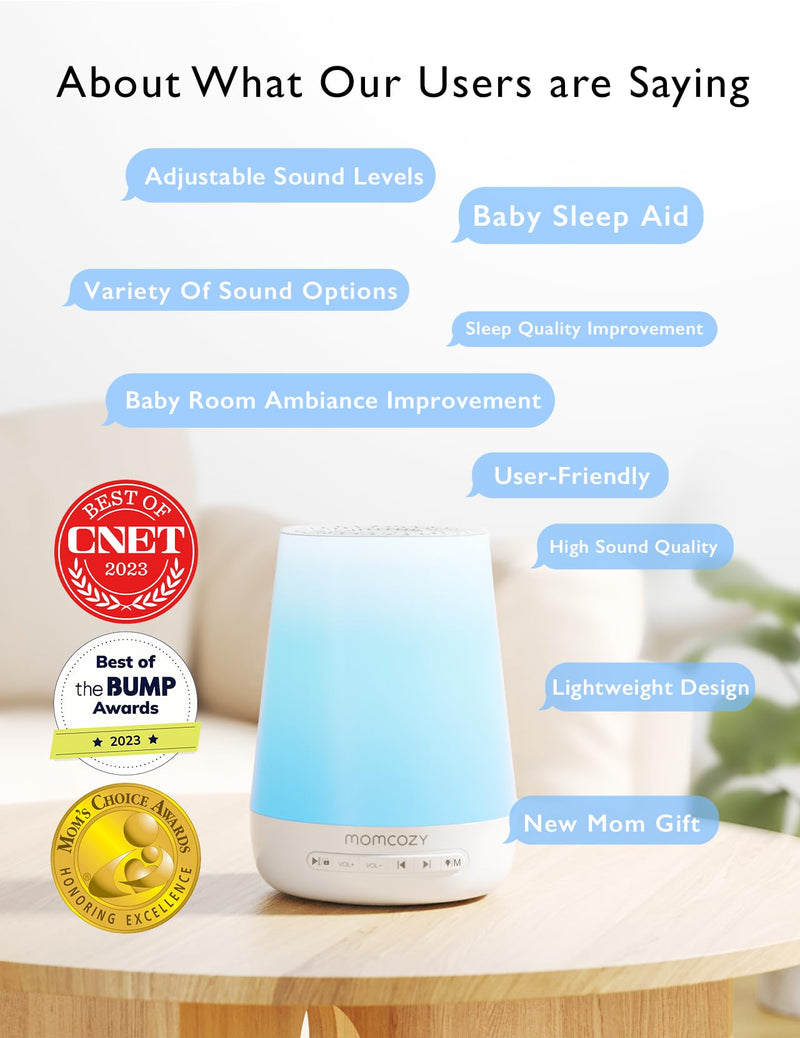 [Australia] - Baby Sound Machine, Momcozy White Noise Machine for Baby Sleeping with Night Light, Toddler Sleep Trainer with 34 Soothing Sounds, Timer, App Remote Control, Personal Sleep Routine (Blue) 