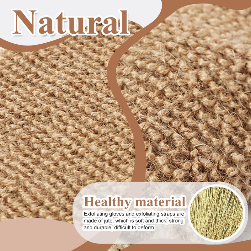 [Australia] - NOCHME Peeling Glove Set for Body, Natural Jute Sisal Hamam Peeling Gloves Mitts Back Strips Foam Net Gentle, Exfoliating Glove Effective Comfortable Peeling Set 