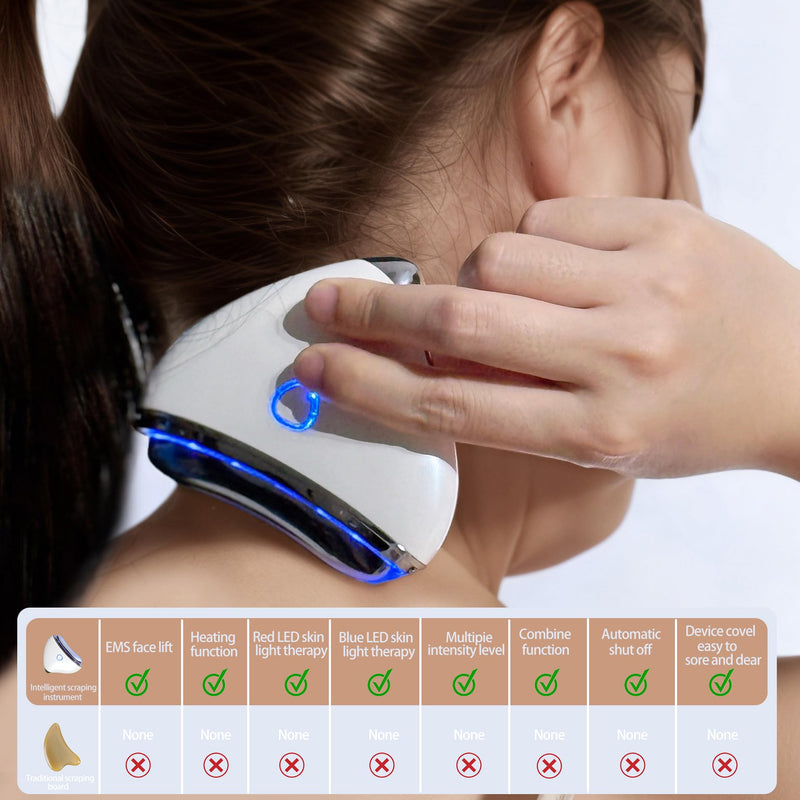 Gua Sha Device,Stainless Steel Gua Sha Facial Tools with Heat and Vibration, 4-in-1 Red Light Therapy for face,Electric gua sha face Massager, Pocket-Friendly Household Beauty Device