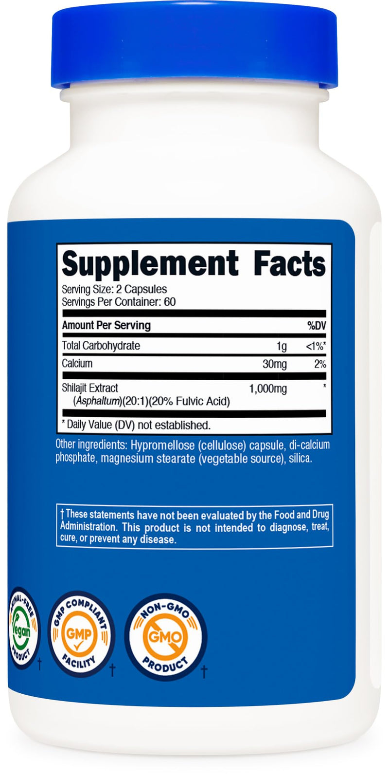 [Australia] - Nutricost Shilajit Capsules (1,000 mg Per Serving) (120 Capsules) - Shilajit Extract with Naturally Occuring Fulvic Acid, 60 Servings, Gluten Free, Non-GMO, Vegan Friendly Dietary Supplement 
