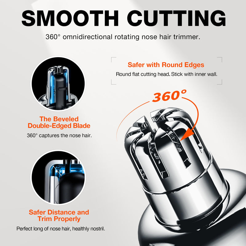 [Australia] - yoose nose hair trimmer for men made of alloy, painless nose hair remover, IPX7 waterproof nose hair trimmer with super quiet 10,000 RPM and rustproof double cutting blades, Type-C rechargeable silver 
