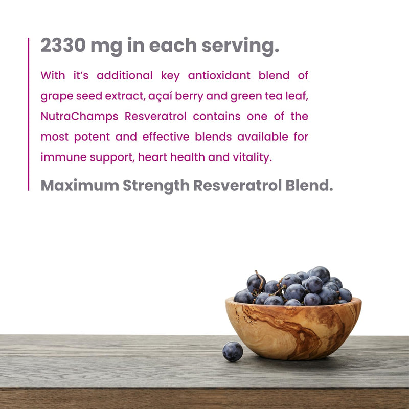 [Australia] - Resveratrol Supplement | Extra Strength Formula for Healthy Aging, Immune Support & Heart Health | 60 Vegan Capsules with Trans-Resveratrol, Green Tea Leaf, Acai Berry & Grape Seed Extract 