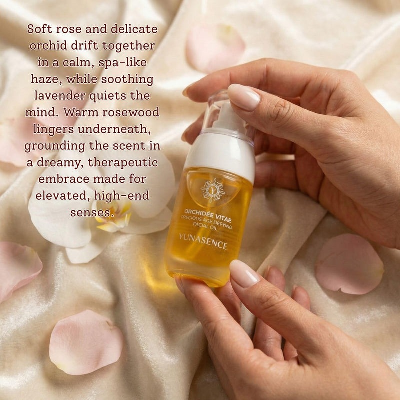 YUNASENCE ORCHIDEE VITAE Precious Organic Anti-Aging Face Oil Serum, w/Orchid Flower, Rose Absolute, Argan, Maracuja, Papaya, Vitamin C, Amino Acid.1oz Boosts collagen, improves skin elasticity.