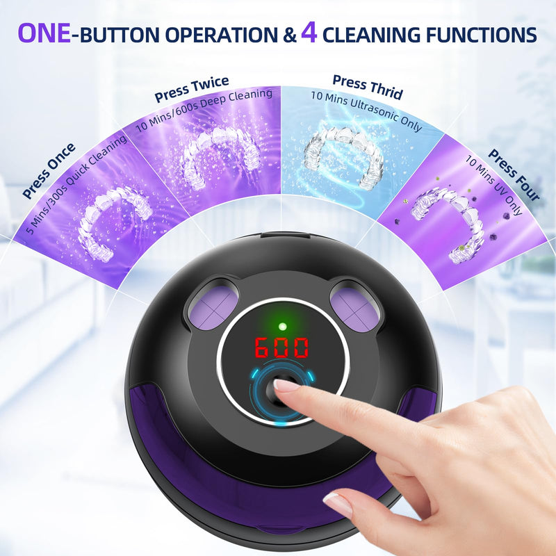 [Australia] - Ultrasonic Retainer Cleaner, Retainer Cleaner Machine for Dentures, Mouth Guards, Braces, Toothbrush Heads, Jewelry with 200ML Capacity, 45kHz Ultrasonic Cleaner, 4 Modes for All Dental Appliances 
