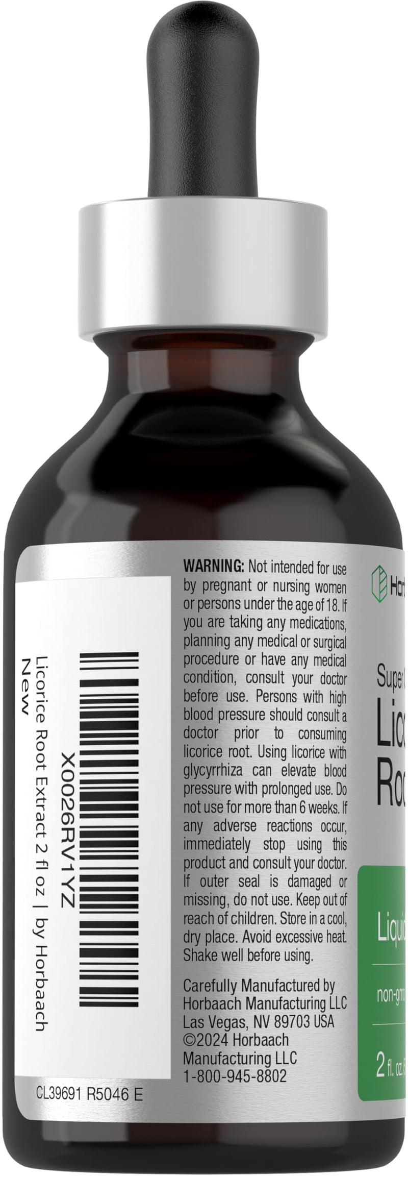 Horbäach Licorice Root Extract | 2 fl oz | Alcohol Free Tincture | Vegetarian, Non-GMO, Gluten Free Liquid