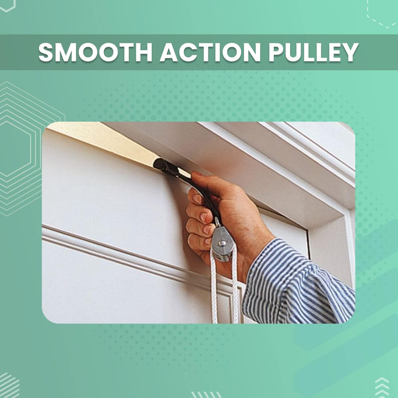 [Australia] - Pulley with Rope and Door Strap, Easy to Use Exercise Equipment for Frozen Shoulder and Hand/Arm Exercise Material Nylon Plastic Colour Green and Black, Smooth Action Pulley 