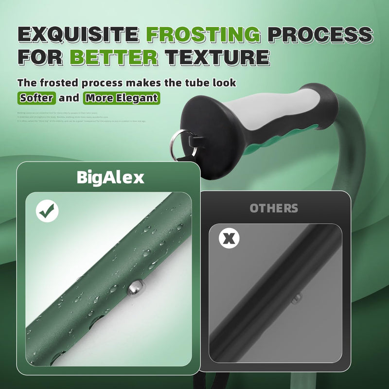[Australia] - BigAlex Lightweight Walking Cane, Soft Offset Handle for Seniors, Adjustable Collapsible Portable Stick for Women & Men, Mobility Aid for Elderly Adults, Folding Cane Provides Stability & Balance Green 