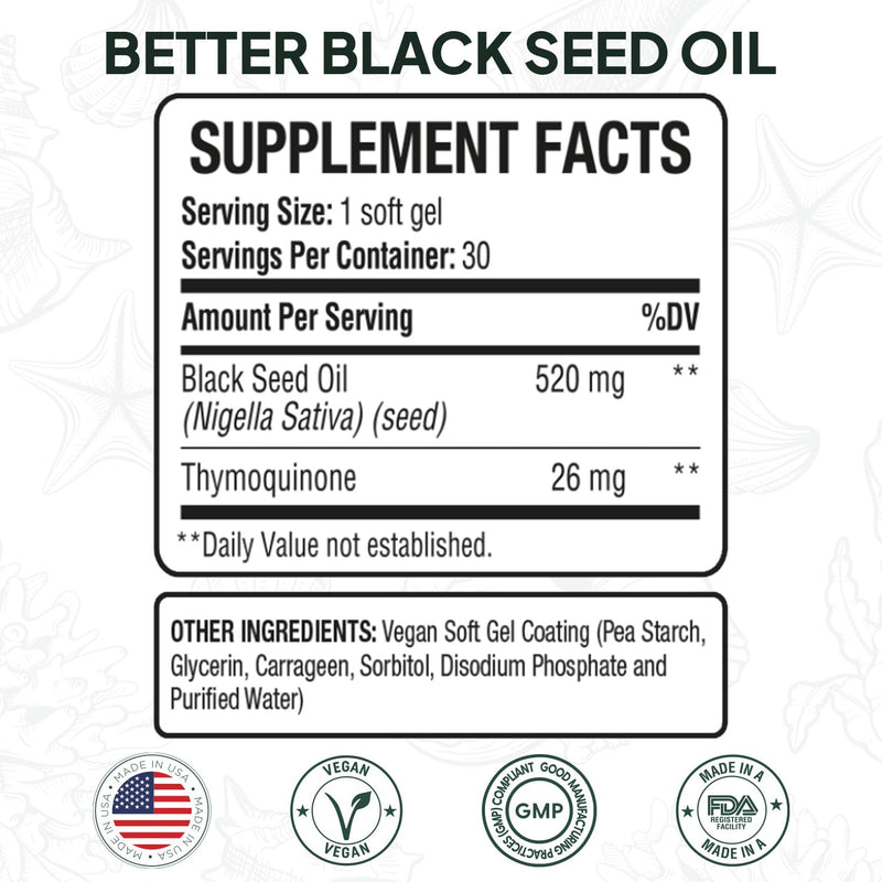 [Australia] - Better Organic Black Seed Oil Cold Pressed - Pure Nigella Sativa Oil for Immune Support - 5% Thymoquinone - Support Memory, Vitality, and Cellular Health 1 Pack 