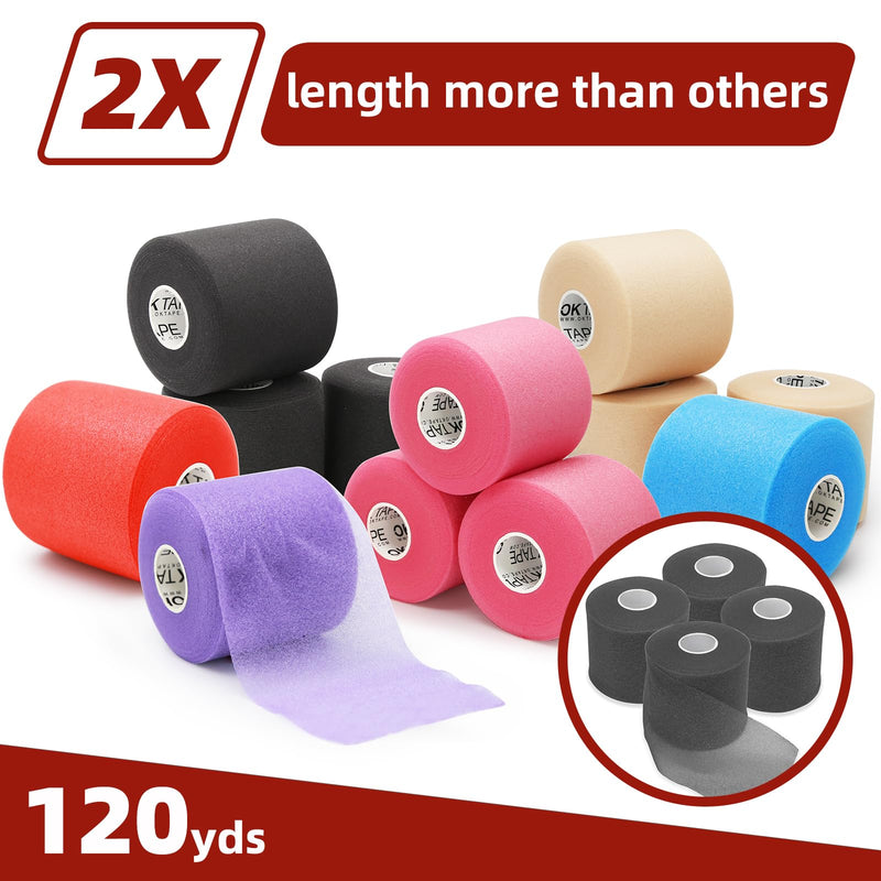 OK TAPE Pre Wrap Tape (4-Rolls, 120 Yards) - Athletic Foam Underwrap for Sports, Protect for Ankles Wrists Hands and Knees, 2.75 Inches - Red 2.75 Inch x 30 Yards