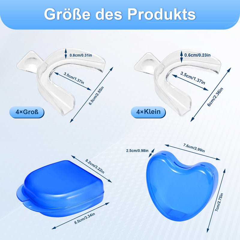 [Australia] - Scettar nighttime grinding splint, pack of 8 dental splints, mouth guard with handle, 2 sizes of grinding splints, silicone teeth splint, BPA-free anti-snoring splint, with 2 braces boxes 