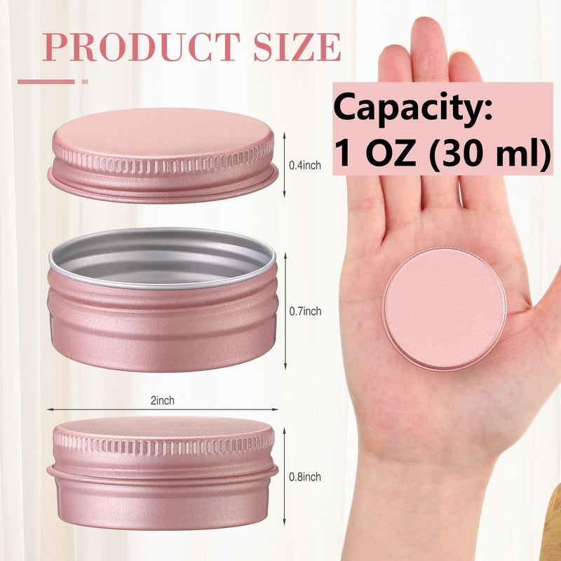 Patelai 64 Pieces Lip Balm Tin Containers Screw Top Round Tin Cans Aluminum Jar with Screw Lid, Empty Bottle Travel Cosmetic Sample Container for DIY(1 oz,Rose Gold) 1 oz Rose Gold