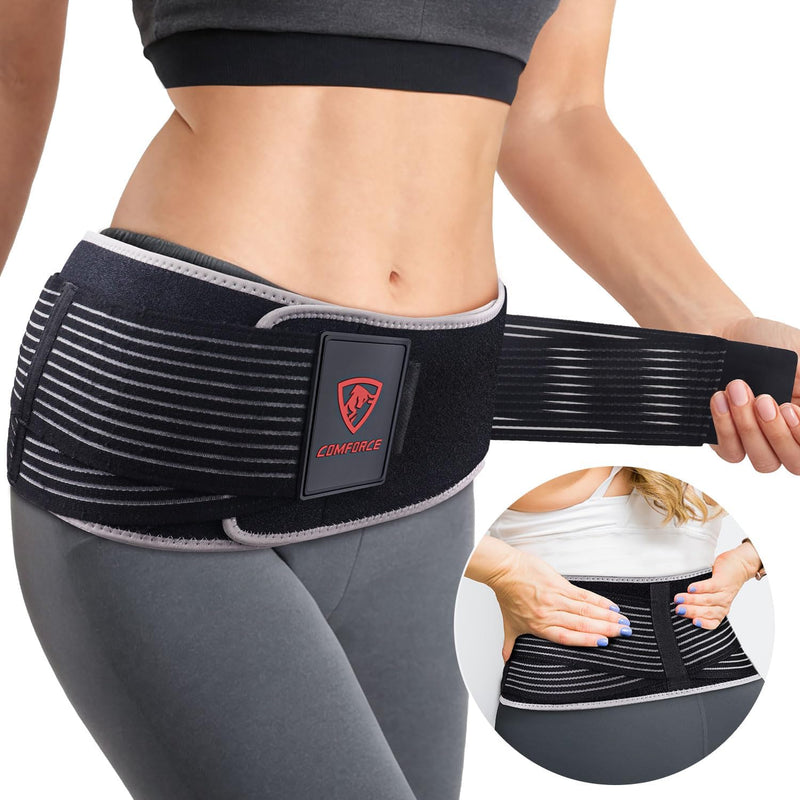[Australia] - Women Sacroiliac Belt for Lower Back Pain Relief, Adjustable Hip Brace with Ice Pack, SI Joint Hip Belt for Postpartum Recovery & Lumbar Support (Fits Waist circumference 30-38 Inches) Black M 