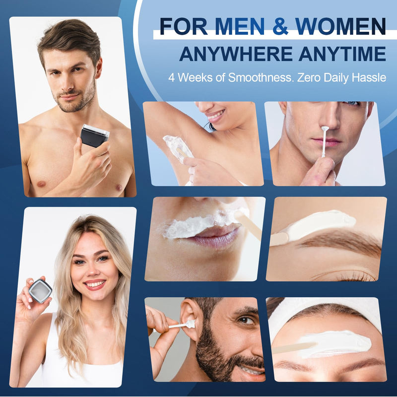 LIONVISON Men's Nose Wax Removal: Painless Hair Removal for Nose and Ears - with 100g Wax 40 Nose Hair Sticks 2 Silicone Pots - Portable Melt Machine for Home Travel Use (Black) Black