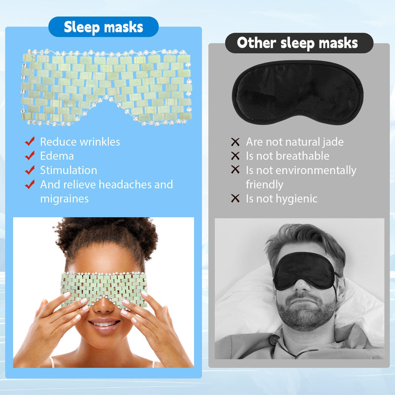 [Australia] - Coume 4 Pcs Jade Eye Mask Reusable Sage Green Facial Cooling Mask for Hot and Cold Anti-Aging Therapy to Reduce Wrinkles Puffiness Migraines Crystal Relief Sleeping Mask for Women Spa Treatment Gift 