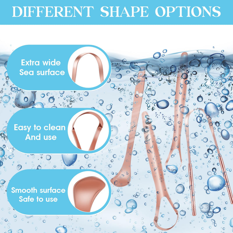 [Australia] - 4 Pack Tongue Scraper for Adults and Kids,100% Stainless Steel Tongue Scraper with Travel Case,Reduce Bad Breath,Easy to Use and Carry,Metal Tongue Scraper for Oral Care&Hygiene,Rose Gold Rose Gold 