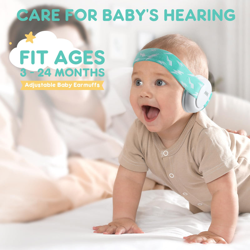 [Australia] - Mumba Baby Ear Protection Noise Cancelling Headphones for Baby Ages 3 to 24 Months Lightning Green 