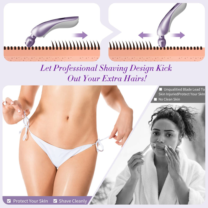 [Australia] - Electric Shaver for Women Electric Razor for Womens Bikini Legs Underarm Public Hairs Rechargeable Trimmer with Detachable Head Cordless Wet Dry Use Purple 