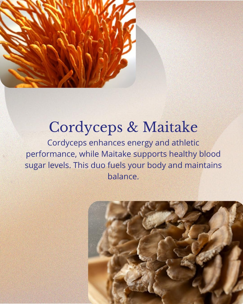Mushroom & Immunity Complex – 5 Mushroom Blend with Lion’s Mane, Reishi, Shiitake, Maitake & Cordyceps – With Vitamin D3 & Zinc – Immune & Daily Wellness Support – 60 Vegan Capsules – UK Made