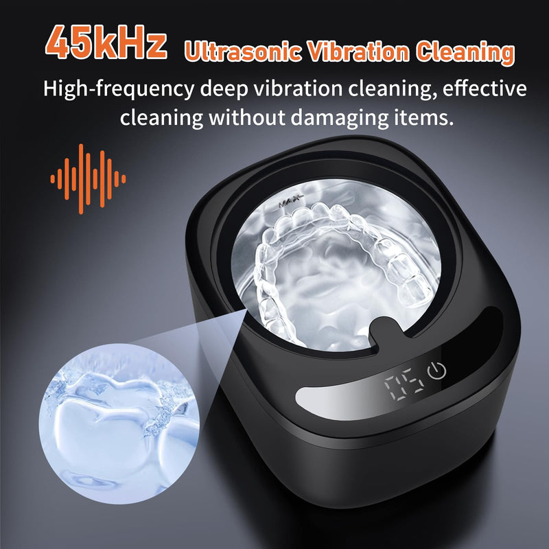 [Australia] - Ultrasonic Retainer Cleaner Machine, Dental Cleaning Pod, 45kHz Retainer Cleaning with 230ML Capacity for Dentures, Aligner, Mouth Guards, Braces, Jewelry, Nightguard & All Dental Appliances 