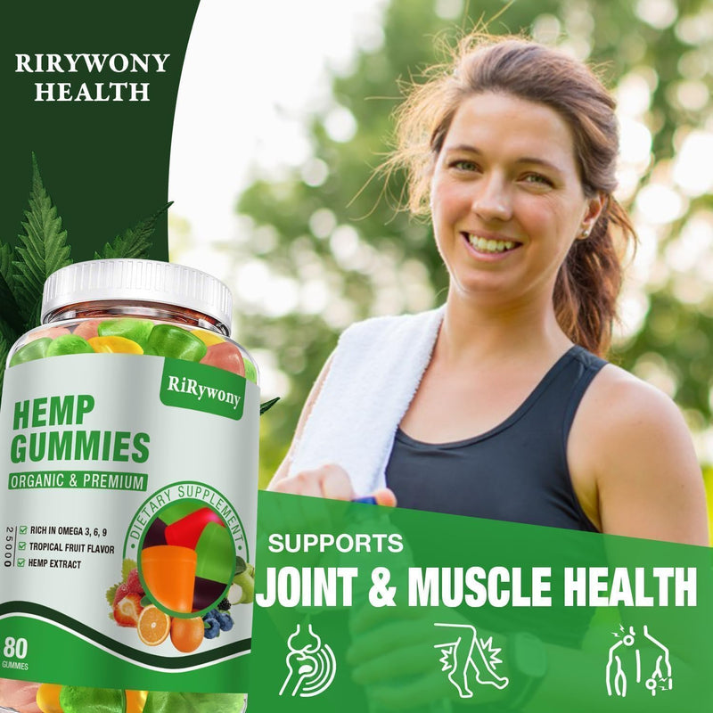 3 Packs Hemp Gummies for Sleep, Pain, Anxiety Relaxation and Peace, High Potency Edible Gummies Extra Strength Organic Hemp Oil Extract Vegan Bear Gummy - 240 Counts Candy 80 Count (Pack of 3)