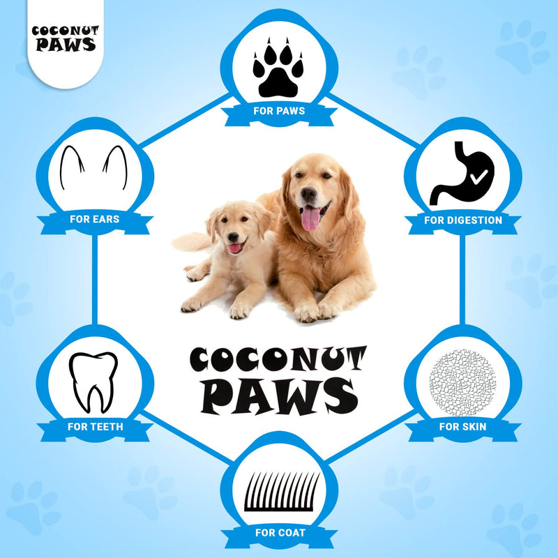 Coconut Paws Coconut Oil for Dogs Skin and Coat, Itching Relief, Hot spot Treatment, Hair Loss, aceite de Coco para Perros | w/Olive & Sunflower Oils | Vet Recommended 8oz - COCONUT ESSENTIALS - PawsPlanet Australia