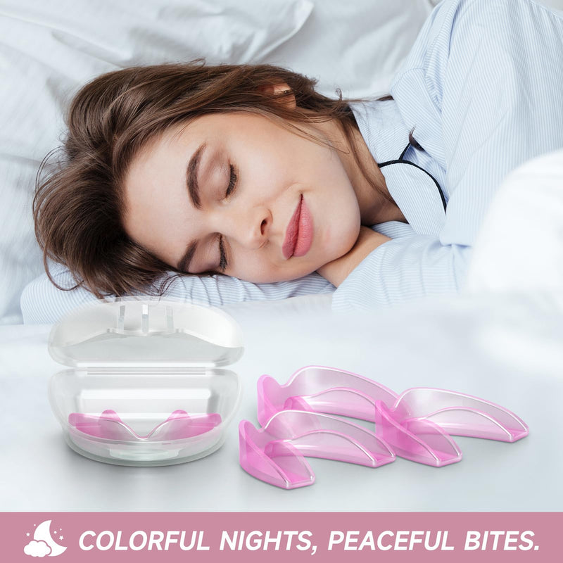 [Australia] - 4 Pack Pink Mouth Guards for Women and Teens, Medium Size, Moldable Night Guards for Teeth Grinding and Clenching, Comfortable Bite Guards, Stylish Custom Dental Guards for Protection 
