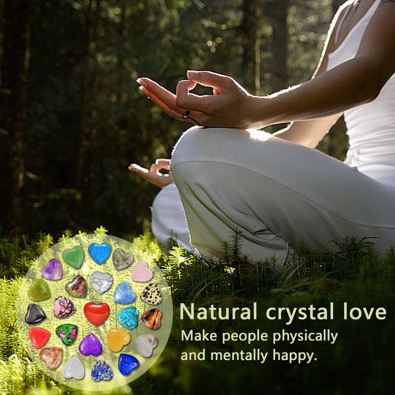 [Australia] - DALAETUS Pack of 24 Heart Stones, Healing Crystal Gemstones for Lovers, Love Heart Natural Colorful Crystals Stones for Meditation, Chakra, Reiki, Energy Balancing, Balancing, Valentine's Day 24 Hearts 