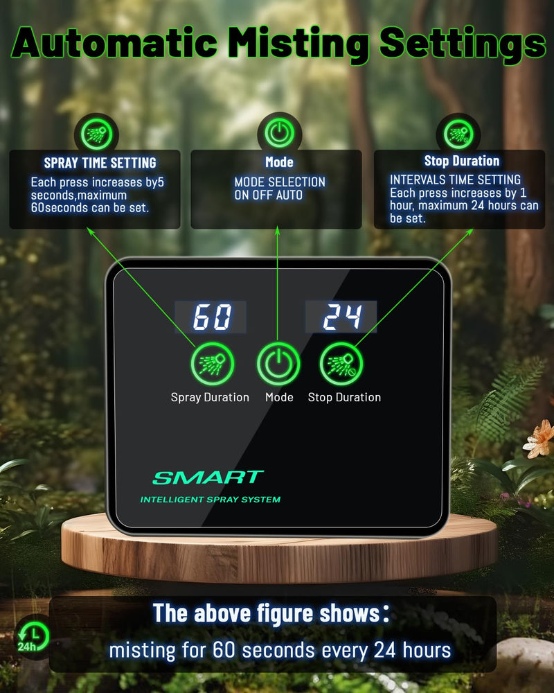 Reptile Humidifiers Smart Misting System, Reptile Mister Automatic with Timer, Terrariums Humidifier with 360°Adjustable Misting Nozzles, Spray Kit for Rainforest Plants Amphibian Touch Version Upgraded - PawsPlanet Australia