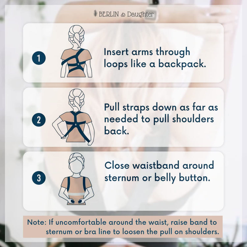 Berlin & Daughter Posture Corrector - Fully Adjustable Breathable Clavicle Chest Back Support Brace for Improves Posture & Provide Lumbar Support Back Pain Relief - Perfect for Men & Women - Medium Medium (Pack of 1)