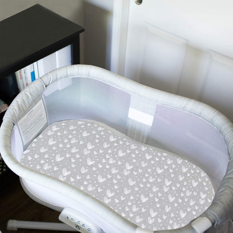 [Australia] - Bassinet Sheets Compatible with HALO Bassinest Swivel, Flex, Glide, Premiere & Luxe Series Sleeper, 2 Pack, 100% Jersey Knit Cotton Sheets, Breathable and Heavenly Soft, Grey and White Print for Baby Gray for Halo BassiNest Swivel Sleeper 