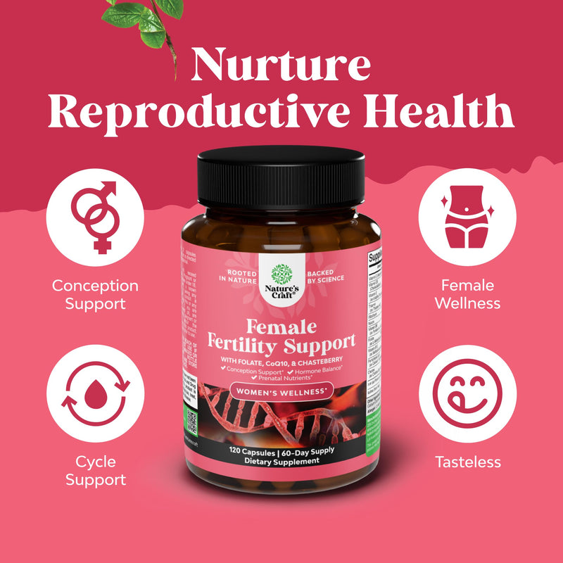 Female Fertility Supplement with Prenatal Multivitamins - Fertility Support with Prenatal Choline Inositol Folate Chasteberry and CoQ10 Fertility Blend for Women to Promote Conception - 120 Count 120 Count (Pack of 1)