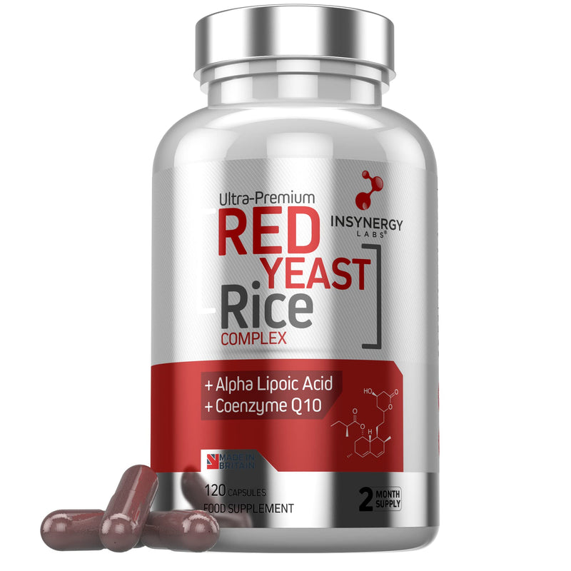Red Yeast Rice with CoQ10 & Alpha Liopic Acid (3 Cholesterol Lowering Ingredients) Supplement Coenzyme Q10 Red Yeast Cholesterol Lowering Supplements 120 Vegan Capsules