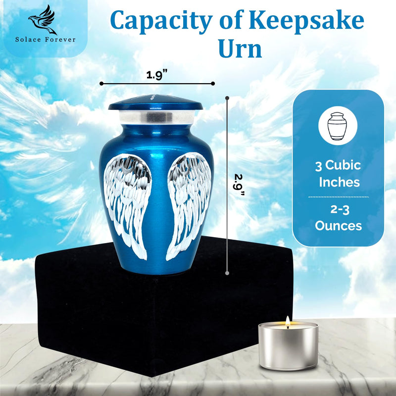 [Australia] - Small Urn for Human Ashes - Mini Keepsake Urn to Honor Loved Ones - Holds 3 Cubic Inches - Memorial Tribute for Mom, Dad, or Someone Special (Blue, Small) Blue 