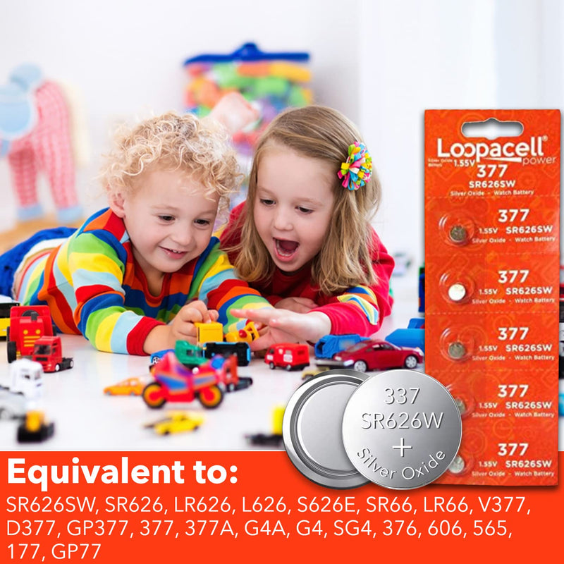 [Australia] - 377/376 / SR626W / SR626SW / Silver Oxide Watch Batteries (Pack of 5) - 1.55V Long Lasting Coin Cell Battery for Watches, Toys, Decorations, Wristwatches, Remote Control, Mini Radio 5 Count (Pack of 1) 