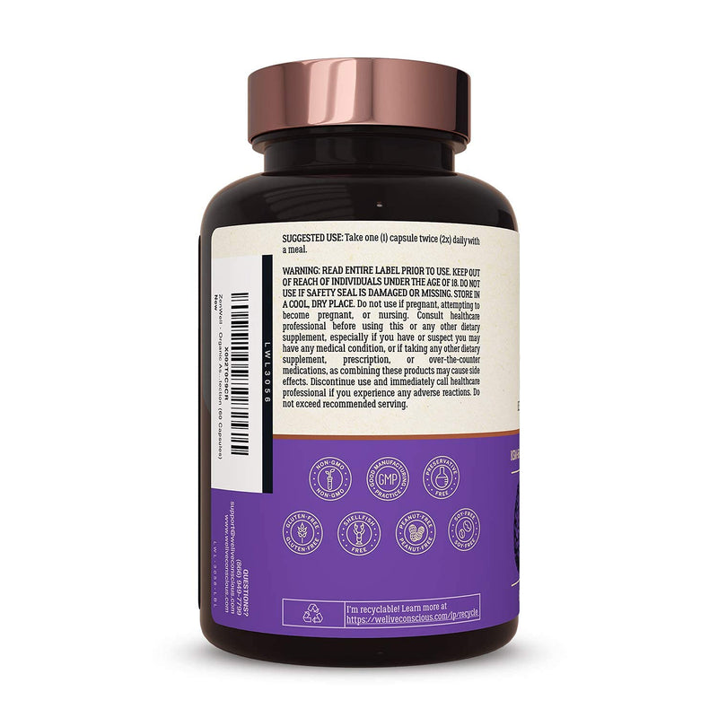 [Australia] - Live Conscious KSM-66 Ashwagandha Supplement w/L Theanine & AlphaWave - ZenWell Everyday Stress Relief, Mood Support, Cognitive, Brain Health - Ashwagandha for Men & Women - 60 Capsules 60 Count (Pack of 1) 