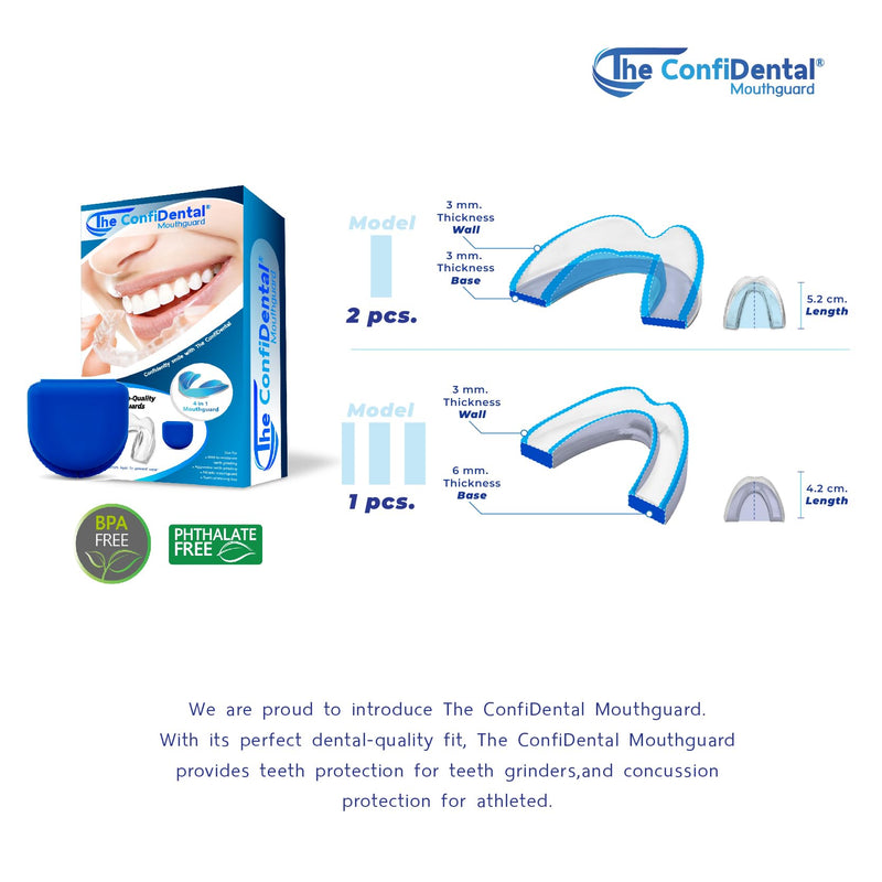 [Australia] - The ConfiDental - Pack of 3 Moldable Mouth Guard for Teeth Grinding Clenching Bruxism, Sport Athletic, Whitening Tray, Including 2 Regular and 1 Heavy Duty Guard (2 (LLL) Regular 1 (II) Heavy Duty) Model I (2pcs.) + Medel III (1pcs.) Blue 3 