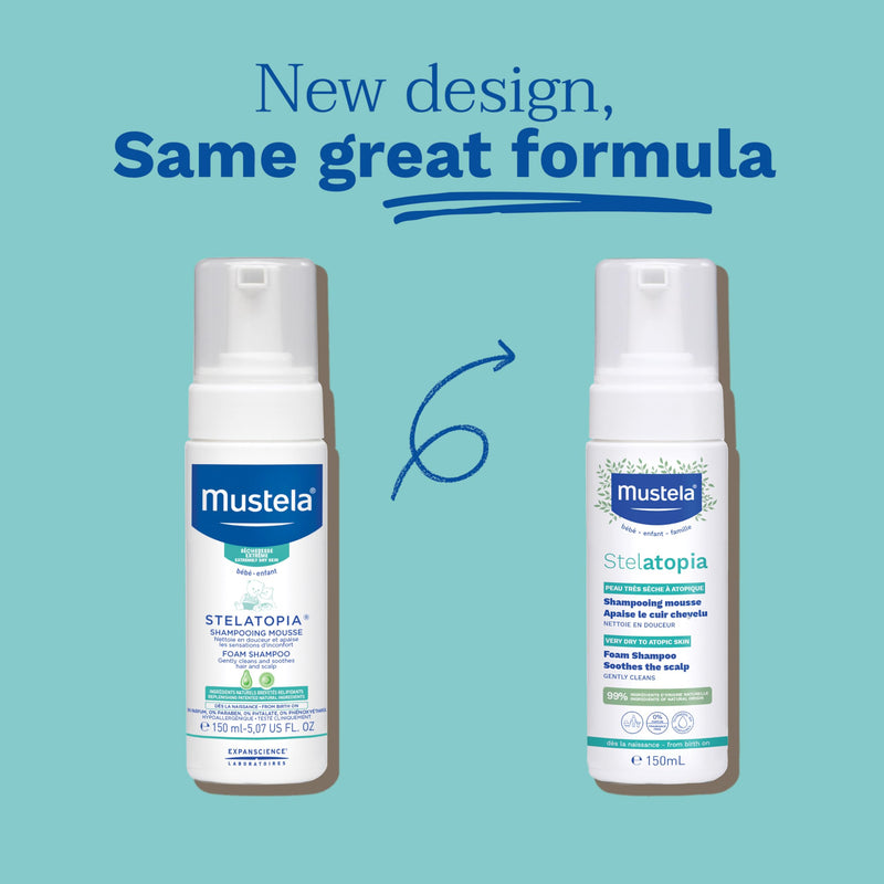 [Australia] - Mustela Stelatopia Eczema-Prone Skin Foam Shampoo for Newborn & Baby with - with Natural Avocado & Sunflower Oil - Fragrance-Free & Tear Free - 5.07 fl. oz. 