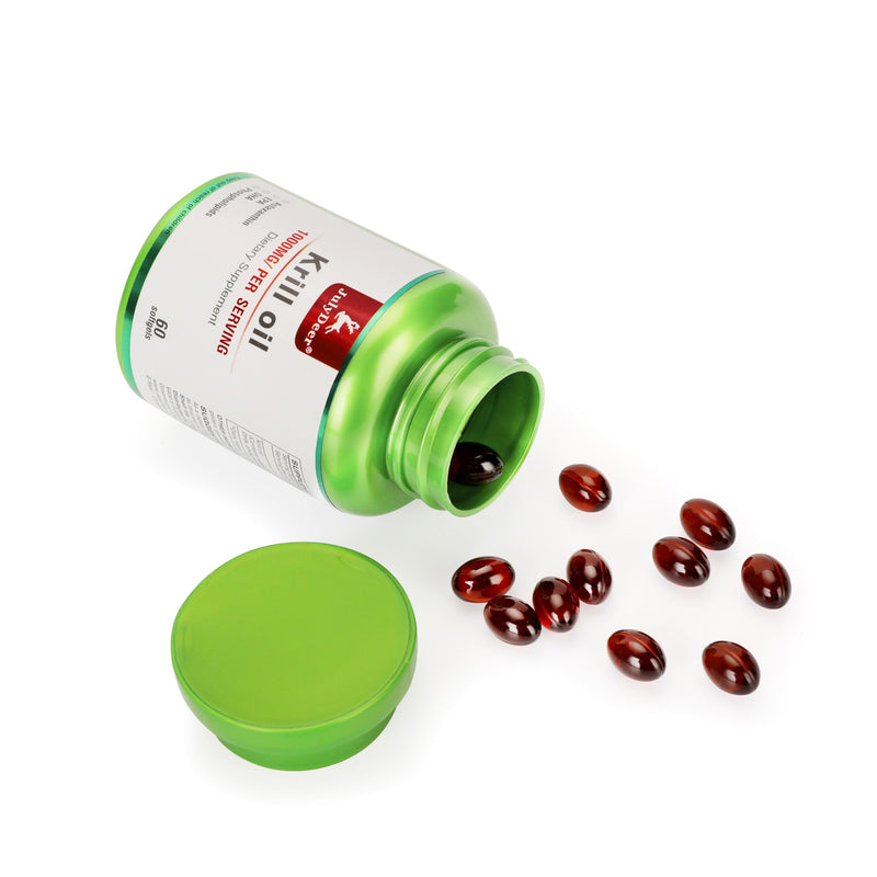 [Australia] - Antarctic Krill Oil 1000 mg with Omega-3s EPA, DHA, Astaxanthin and Phospholipids 60 Softgels Supplement No Fishy Aftertaste for Joint, Heart, Brain and Immunity 1 Bottle 60 Softgels 