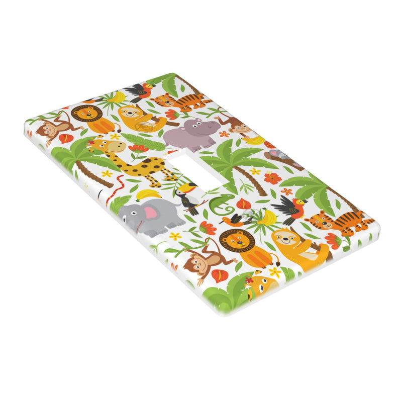[Australia] - Jungle Animals Tiger Koala Giraffe Cute Light Switch Cover 1-Gang,Decorative Single Toggle Wall Plate Switch Wallplate Cover Faceplate For Kids Teens Boys Girls Room Decor,4.50" X 2.76"Inch Jungle Animals Tiger Koala Giraffe Cute 