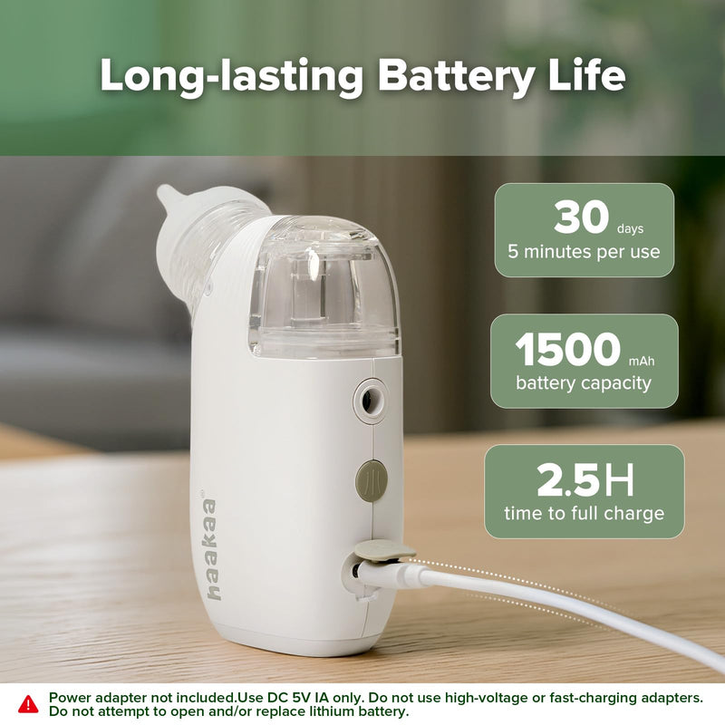[Australia] - Haakaa Nasal Aspirator for Baby, 2-in-1 Electric Baby Nasal Aspirator with Sprayer ‚Äì Baby Nose Sucker, Nose Sucker for Baby ‚Äì 5 Adjustable Suction Levels up to 65kPa, Quiet, Music & Lights 