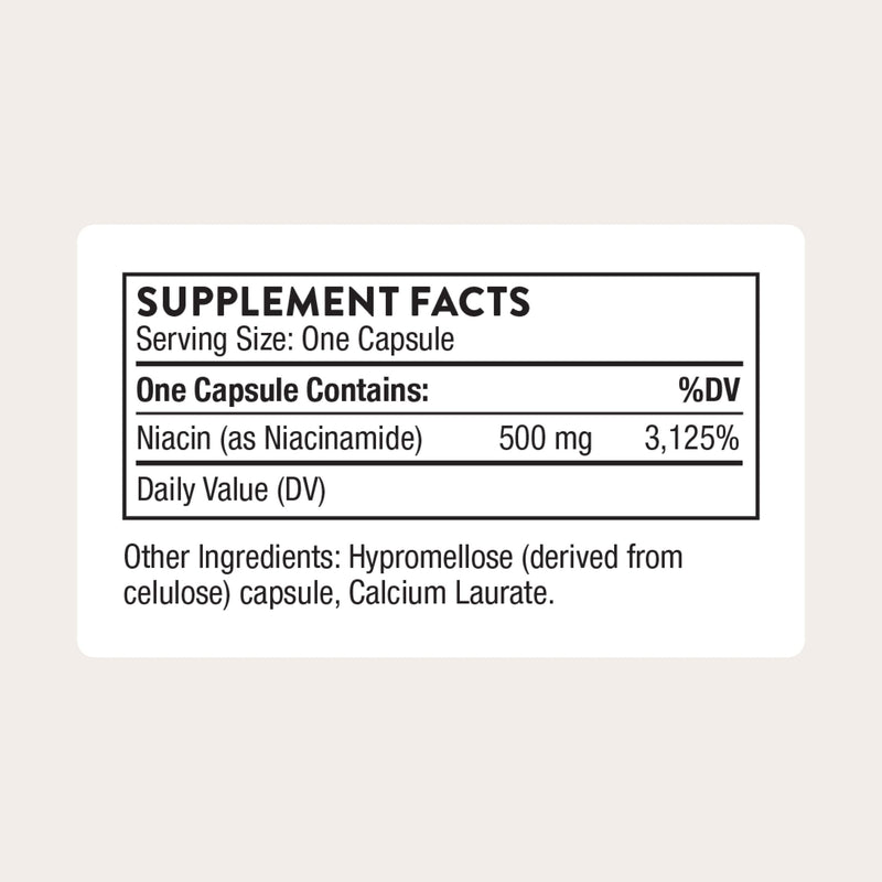 THORNE Niacinamide, 500 mg Non-Flushing Form of Vitamin B3, 180 Capsules