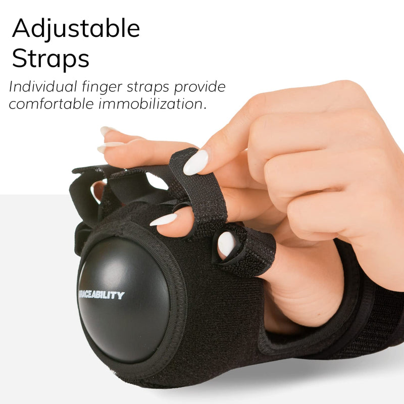 [Australia] - BraceAbility Anti Spasticity Splint - Contracture Stroke Resting Hand Orthosis Brace and Ball for Right or Left Cramp Relief, Twitching Pain, Recovery Therapy, Dupuytren's Treatment, Arthritis Remedy 